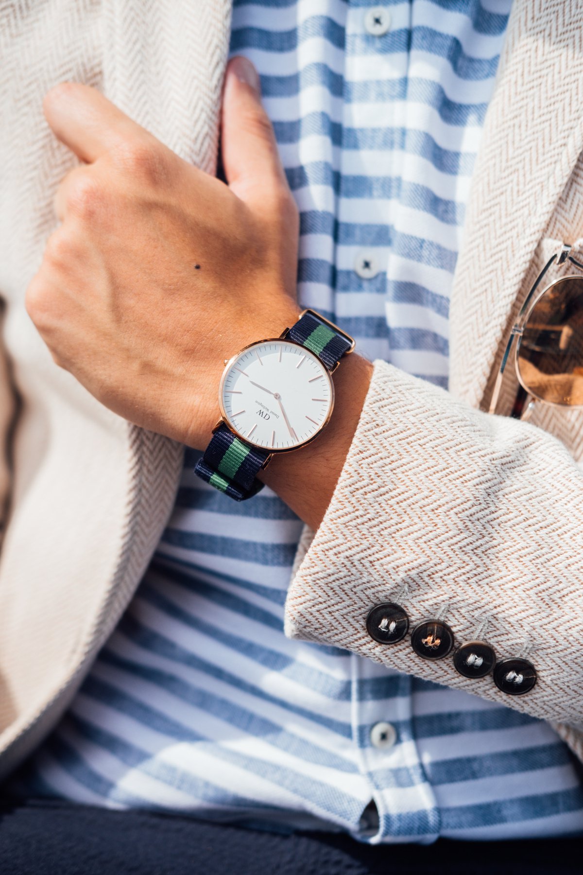 Person Wearing Analog Watch